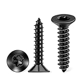 100 Stück Edelstahl V2A Holzschrauben Vollgewinde Senkkopf Universalschraube Ø 4.8 x 32 mm Schwarz Beschichtet M4.8 Torx Spanplattenschrauben mit T25 Antriebsbit Inklusive - TPOHH
