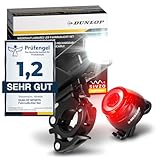 Dunlop Sports Fahrradlicht Set Fahrrad Licht - Extra helles LED mit Hochleistungs Akku - Fahrradbeleuchtung StVZO zugelassen OSRAM Fahrradlampe vorne und Rücklicht Lampe Bike Ligh, Schwarz