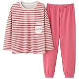 GOSO Schlafanzug für Mädchen, langärmelig, lässig, Nachtwäsche, Oberteile und Hosen, Pyjama-Set für Teenager-Mädchen 10–16 Jahre, 04 Pink0f, 12 Jahre