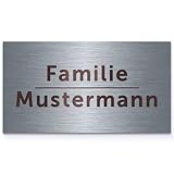 GRAVURZEILE Türschild mit Gravur - Edelstahl Namensschild - Personalisiert mit versch. Motiven & Größen - Wetterfest - 1mm Edelstahl gebürstet & geschliffen - für Briefkasten & Haustür