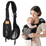 Babytragetuch, Babytrage Seitlich aus Netz, Tragetuch Baby Verstellbare, Ergonomische Kindertrage Seitlich, Babytrage Carrier, Tragegurt Baby für Babys von 0 bis 36 Monaten (Schwarz)