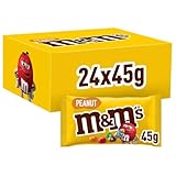 M&M's Peanut, Schokoladen Großpackung, 24 x 45g, Erdnussgeschmack Schokolinsen, Schokoladen Geschenk (1080g)
