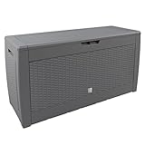 Casaria® Auflagenbox Wetterfest Haltegriffe UV-beständig Rollen 310L Garten Terrasse Balkon Truhe Gartenbox 119x48x60cm Flecht-Optik Grau