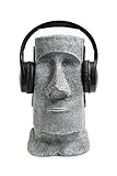 Neustein Moai Kopfhörerständer Deko Figur Kopf 31cm hoch Dekoration grau schwer stabil modernes Design Kopfhörer Ständer Halterung Kopf