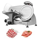 VEVOR Kommerzieller Fleischschneider Allesschneider 340 W, Elektrische Aufschnittmaschine Lebensmittelschneider mit 25,4 cm-Kohlenstoffstahlklinge, 0–15 mm Einstellbare Dicke für Fleisch, Käse, Gemüse