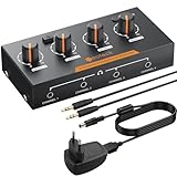 Neoteck 4 Kanal Kopfhörerverstärker Metall-Stereo-Audio-Verstärker mit Lautstärkeregler 3,5 mm Audiokabel 4-Kanal Mono/Stereo-Audioverstärker für Aufnahme/Mischung/Musikpraxis