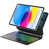 Magic Tastatur für iPad 10. Generation & iPad A16 11' (2025), Magnetische Freischwebende Design, Präzises Multi-Touch Trackpad Hintergrundbeleuchtung Tastatur für ipad 10 10,9 / A16 11 Zoll, Schwarz
