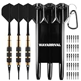 WayArrival Dartpfeile mit Kunststoffspitze und Brass Barrel - 18g Messing Darts Pfeile für Elektronische Dartscheibe inklusive Dart Case, Aluminium Schaft