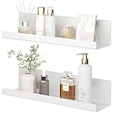 LOFTPLUS Wandregal Ohne Bohren Schweberegal - 2er Set Weiß Acryl Regal Wand für Bücher and Fotos, Home Decoration Wall Shelf für Küche, Bad, Büro, Wohnzimmer(32x10x8cm)