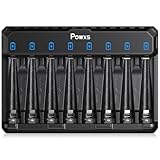 POWXS AA AAA Akku Ladegerät für NIMH/NICD/Lithium/Li-ion AA AAA 1.2V 1.5V Akku, 8-Ladeplatz Wiederaufladbare Universal Schnell Batterie Ladegerät mit LED Anzeige & mit USB-C Eingang