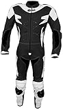 BI ESSE - Motorradkombi komplett aus Leder und Stoff, ideal für Straße, lange Fahrten, Touring, Pitbike, komplett mit Protektoren, weiß / schwarz, X-Large