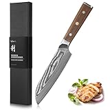 Wakoli Santoku Damastmesser – Küchenmesser aus 67 Lagen Damaststahl mit VG10 Kern, 18 cm Klinge, V-Schliff 12–14°, Walnussholzgriff ergonomisch, scharfes Kochmesser vielseitig mit Geschenkbox