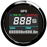 Boot GPS Tachometer 52mm Digital Entfernungsmesser Wasserdicht IP67 KMH MPH Knoten Einstellbare Tacho für Auto Motorrad LKW (Schwarz)