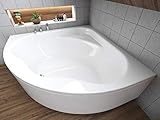 BADLAND Eckbadewanne Wanne Badewanne Standard 150x150 mit Acrylschürze, Füßen und Ablaufgarnitur