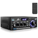 Woopker Verstärker mit Bluetooth 5.0 40WX2 HiFi Stereo Mini Audio Receiver HiFi-Verstärker Digital Amplifier Endstufe mit USB, SD, FM, 2 Mikrofoneingang Echo, RCA, LED, für Studio, Heimkino (AK45)