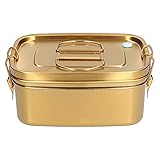 Fuerdich Brotdose Edelstahl, Lunchbox Bewegliche Trennwand ufsicher Premium Lunchbox aus Edelstahl Edelstahl Brotdose Brotdosen Metall Umweltfreundlich für Kinder und Erwachsene Studiu (Gold)