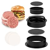 NVIYAM Burgerpresse Set 3 in 1, Burgerpresse mit 50 Blatt Burger Papier, Antihaft Gefüllte Hamburgerpresse Steakform Perfekte Burger Grillzubehör für leckere Hamburger Gemüseburger, Beef Burger, BBQ