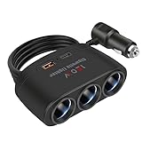 WEDAWIN 5-in-1 Zigarettenanzünder Verteiler 120W mit PD & QC3.0 USB-C Ladegerät Auto Adapter – 3 Steckdosen, 1 USB Ports, LED Voltmeter & Schalter – Für 12V/24V LKW Wohnmobile