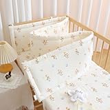 Hochwertige Krippenumrandung Atmungsaktiver, stoßfester Babyschutz als Randpolsterung, Extra weiches Material, Einfach zu waschen und zu befestigen für Jungen Mädchen,N03,180×30cm