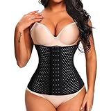 ZHAOCAI Waist Trainer Damen Mit 3 Rows Hooks, Korsett Damen Bauchweg, Bauchgürtel Zum Abnehmen, Bauchweggürtel, Corset (Schwarze, XXL)