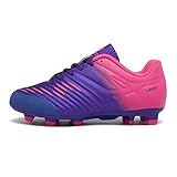 LEOCI Fußballschuhe for Jungen Mädchen Kinder Little Kids Firm Ground Sportliche Football Boots,Violett Roserot,35 EU