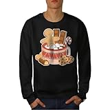 Wellcoda Heiß Schokolade Und Marshmallows Sweatshirt für Herren Schwarz XL