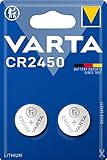 VARTA Batterien Knopfzelle CR2450, 2 Stück, Lithium Coin, 3V, kindersichere Verpackung, für elektronische Kleingeräte - Autoschlüssel, Fernbedienungen, Waagen