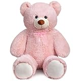 BEJOY 100cm Teddybär, Riesen Plüschtiere Kuschelbären große Stofftier Schmusetier, Liebesgeschenk Geburtstag, Valentinstag, Hellrosa