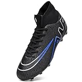 Unitysow Fußballschuhe Herren Outdoor High Top Spike Cleats Fußball Stiefel Professionelle Athletics Trainingsschuhe,T23156 Schwarz,EU41