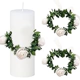 LUMOOM 2 Stück Tropfschutz Kommunionkerze, Kerzen Tropfschutz Kommunion, Tropfschutz Kerzenkranz 4-6 cm, Tropfenfänger Kommunionkerze, für Kommunion Party, Taufe, Hochzeiten (Rose)