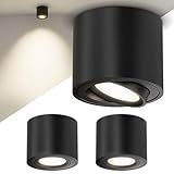 Scandinavian home LED Aufbauspot 3er Set inkl. LED Modul 230V Dimmbar, Warmweiß 3000K, 470lm, CRI 90+ I Deckenspots Aufputz Ø80x65mm I Spots Deckenleuchte Flach I Aufbaustrahler Schwarz