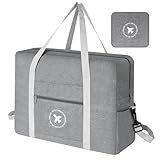 AiQInu Faltbare Reisetasche 45x36x20cm, Handgepäck Tasche für Easyjet Cabin Bag, Reisetasche Handgepäck Flugzeug für Herren und Damen mit Schultergurt (Grau)