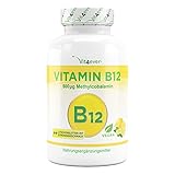 Vitamin B12 Vegan - 365 Lutschtabletten mit Zitronengeschmack - Premium: Aktives Methylcobalamin - Laborgeprüft - Hochdosiert