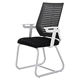 Warmiehomy Ergonomischer Schreibtischstuhl ohne Rollen - bis 95kg Belastbar, mit Armlehne, Bürostuhl, Konferenzstuhl, Arbeitsstuhl für Zuhause, Schwarz
