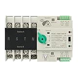 Notstrom Umschalter, 4P Dual Power Automatischer Transferschalter, Photovoltaik-Version Notstrom, Hutschiene Notstrom Netz Umschalter Lastumschalter für Kommunaler Strom, USV, Wechselrichter, Solar