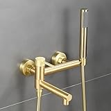 Badewannenarmatur mit Duschkopf, Wandmontage, Badewannen- und Duscharmatur, gebürstet, goldfarben, luxuriöse Badewannenarmatur mit Duschkopf, stilvolle Waschbeckenmischer, einfache Installation und