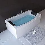 HOME DELUXE - Whirlpool Badewanne - NOOR - weiß mit Handbrause und Massage - ca. 173 x 80 x 84 cm I Indoor Badewanne, Spa, 2 Personen