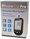 Starter Set L Gluceofine® Pro Blutzuckermessgerät (mg/dL) + 60 Blutzuckerteststreifen, 10 Lanzetten, 1 Stechhilfe, 1 Etui, zur Blutzucker-Selbstkontrolle bei Diabetes