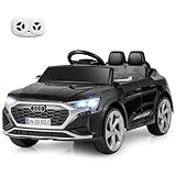 FANTASK Kinder Elektroauto, 12V Kinderauto Audi SQ8 mit 2,4G Fernbedienung & Hupe & Scheinwerfer & Musik, 3-Gang Elektrofahrzeug für Kinder 3-5 Jahre, 3-5 km/h (Schwarz)