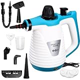 FAOKZE Dampfreiniger mit 10 Zubehörteilen, 1050W Hand Dampfreiniger Handgerät, 3,0 bar Dampfdruck 500ml 3 Minuten Aufheizzeit, Dampfreiniger Boden für Auto Bad Fenster Teppich Sofa Fliesen Fugen