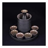 Japanisches Sake-Set aus Keramik mit Wärmer und Tablett, mattiertes schwarzes japanisches Sake-Set aus Keramik, heißes Saki-Getränk, traditionelles Retro-Porzellanhandwerk, Restaurant-Sake-Tasse,