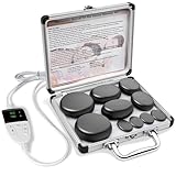 Professioneller Heiße Steine Erwärmer, Massagesteinwärmer-Set, Tragbares Elektrisches Hot Stone Massage Set, 10 Stück Heiße Massagesteine aus Basalt, Für Massagetherapy&Entspannung&SPA-Behandlung