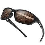 Duduma Sonnenbrille Herren Polarisierte Sportbrille Radsportbrillen Fahrerbrille Damen UV400 Schutz (Schwarz Matt/Braun)