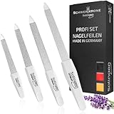 SCHWERTKRONE ® 4er Set Saphir-Nagelfeilen [MADE IN SOLINGEN - GERMANY] - Nagelfeilen Naturnägel Nail File - Nagelfeile feilen Nägel - Für Maniküre und Pediküre - Fein und Grob in 4 Größen