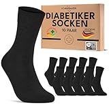 sockenkauf24 10 Paar Diabetikersocken für Herren & Damen ohne Gummibund & ohne Naht aus Baumwolle Diabetiker Socken mit Komfortbund ohne Gummi 70208T (Schwarz 39-42) WP