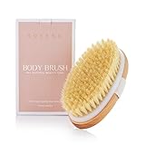 Dry Brushing Körperbürste – Am besten zum Peeling trockener Haut, Lymphdrainage und Cellulite-Behandlung – Bio-Spa-Peeling- und Massage-Peelingbürste mit natürlichen Wildschweinborsten (oval)