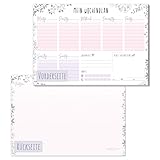 paper&you® A5 Wochenplaner Block [Blumen] 50 Seiten inkl. Notizblock auf der Rückseite - klimafreundlich und nachhaltig