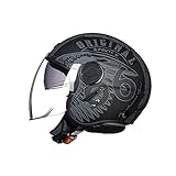 LIONCIANO Motorradhelm, ECE 22.06-zertifizierter halboffener Helm, offener Helm, Moto und Roller, Damen, Erwachsene, Anti-Kratz-Visier(Ailes De La Liberté Noir Mat,L=59-60cm)