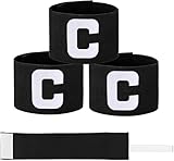 Piriuuo 3 Stück Fußball Armbinde, Verstellbare Fußball Armbinde Elastizität Kapitänsbinde FußballKapitänsbinde Captains Armband für Kinder Erwachsene Junior Viele Sportarten, Schwarz