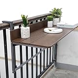 HEGGMKK Höhenverstellbarer Hänge-Klapptisch Für Den Balkon, Länge: 60/80/100/120 Cm, 5-fach Höhenverstellbar, Absturzsicherung: 9 Cm, Wasser- Und Sonnenbeständig,60 * 37cm